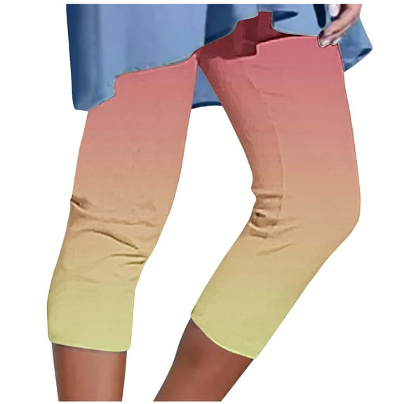 FAIWAD Women's Yoga Capris Pants High Waist Gradient Leggings Athletic Workout Cropped Tights