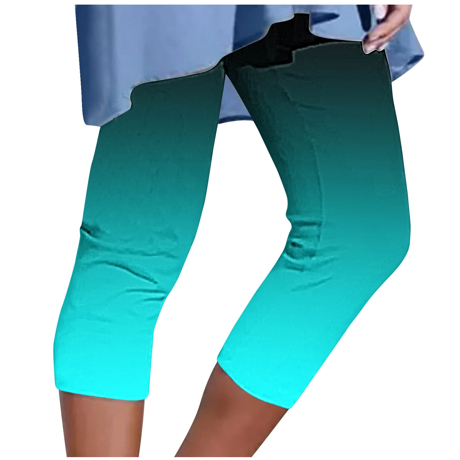 FAIWAD Women's Yoga Capris Pants High Waist Gradient Leggings Athletic Workout Cropped Tights