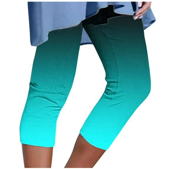 FAIWAD Women's Yoga Capris Pants High Waist Gradient Leggings Athletic Workout Cropped Tights