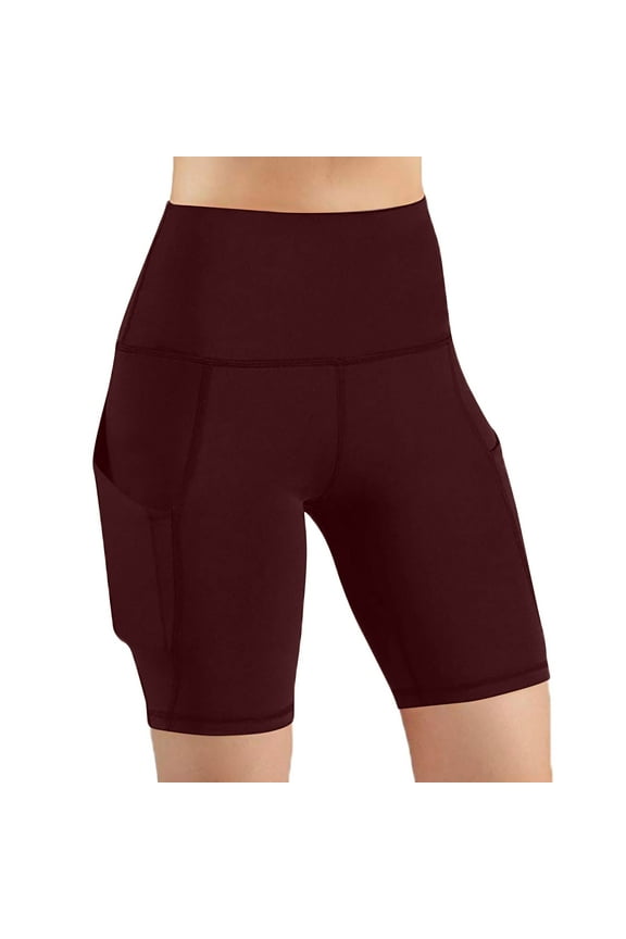 Women's Yoga Shorts High Waist Workout Butt Lift Shorts with Pockets Slim Stretch Biker Shorts