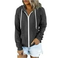thumbnail image 1 of FAIWAD Women's Zip Up Hoodie Sweatshirts Coat Long Sleeve Plus Size Loose Solid Color Trendy Outcoat, 1 of 6