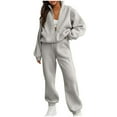 thumbnail image 1 of FAIWAD Womens 2 Piece Outfits Sweatsuit Oversized Zip Up Sweatshirt and Cinch Bottom Sweatpants Tracksuit, 1 of 9