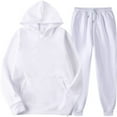 thumbnail image 1 of FAIWAD Womens 2 Piece Sports Set Fall Winter Solid Color Hooded Sweatershirt with Long Pants Tracksuits (Medium, White), 1 of 6