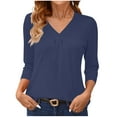 thumbnail image 1 of FAIWAD Womens 3/4 Sleeve Tops Trendy V Neck Solid Color Loose Comfy Tunic Tops Casual Dressy T-Shirts, 1 of 8