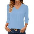 thumbnail image 1 of FAIWAD Womens 3/4 Sleeve Tops Trendy V Neck Solid Color Loose Comfy Tunic Tops Casual Dressy T-Shirts, 1 of 7