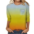thumbnail image 1 of FAIWAD Womens 3/4 Sleeve Tunic Tops Color Block Round Neck Shirt Soft Lightweight Loose Top with Chest Pockets, 1 of 3