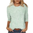 thumbnail image 1 of FAIWAD Womens 3/4 Sleeve Tunic Tops Round Neck Striped Print Comfy Loose Casual Pullover Tops, 1 of 4