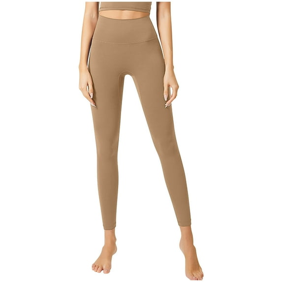 FAIWAD Womens Butt Lifting Yoga Leggings High Waist Stretchy Solid Color Workout Athletic Pants Tights