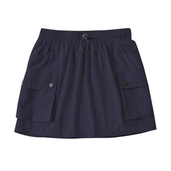 FAIWAD Womens Cargo Skirt Elastic Waist Drawstring Mini Skirts Trendy Ruched Skirts with Flap Pocket