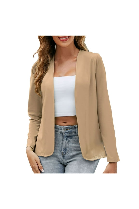 Blazers for Women Work Casual Long Sleeve Oversized Open Blazer Jacket Solid Color Slim Work Blazer