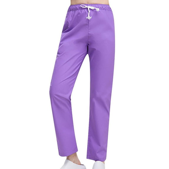 FAIWAD Womens Casual Pants Drawstring Straight Elastic Waist Lounge Trousers Ladies Solid Color Pants