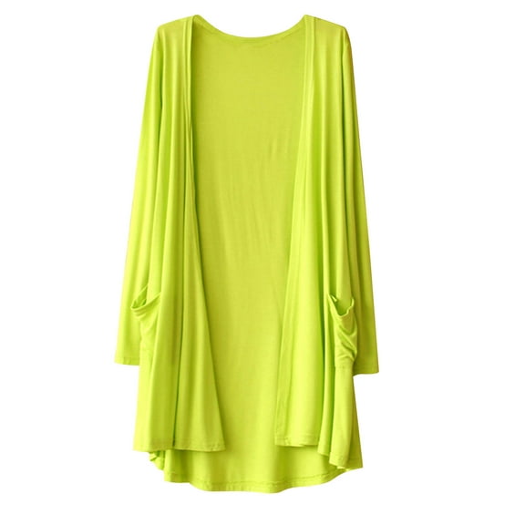 FAIWAD Womens Casual Spring Cardigans Solid Color Lightweight Long Sleeve Soft Open Front Coat with Pockets