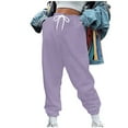 thumbnail image 1 of FAIWAD Womens Casual Sweatpants Drawstring Elastic High Waist Pants with Pockets Solid Color Trousers (Small, Purple), 1 of 5