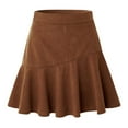 thumbnail image 1 of FAIWAD Womens Corduroy Pleated Skirts High Waist Zip A-Line Skirt Solid Color Uniform Mini Skirt, 1 of 9