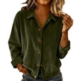 thumbnail image 1 of FAIWAD Womens Corduroy Shirts Button Down Long Sleeve Collared Blouses Business Casual Work Tops, 1 of 8