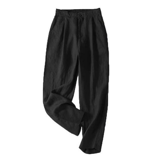 FAIWAD Womens Cotton Capris Pants Summer Elastic Waist Casual Baggy Palazzo Pants Workout Travel Cropped Pants