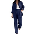 thumbnail image 1 of FAIWAD Womens Cotton Linen Sets Plus Size Long Sleeve Button Down Shirt and Jogger Pants Casual Comfy Outfits, 1 of 9