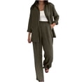 thumbnail image 1 of FAIWAD Womens Cotton Linen Sets Plus Size Long Sleeve Button Down Shirt and Jogger Pants Casual Comfy Outfits, 1 of 9