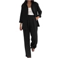 thumbnail image 1 of FAIWAD Womens Cotton Linen Sets Plus Size Long Sleeve Button Down Shirt and Jogger Pants Casual Comfy Outfits, 1 of 9