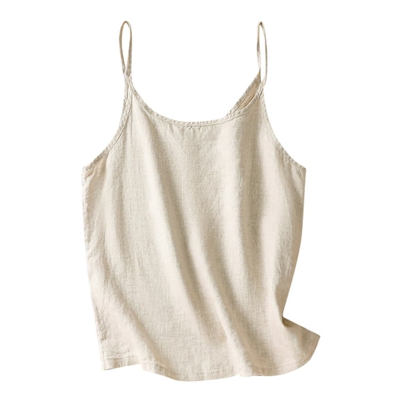 FAIWAD Womens Cotton Linen Tank Tops Spaghetti Strap Loose Camisole Summer Casual Flowy Sleeveless Shirts