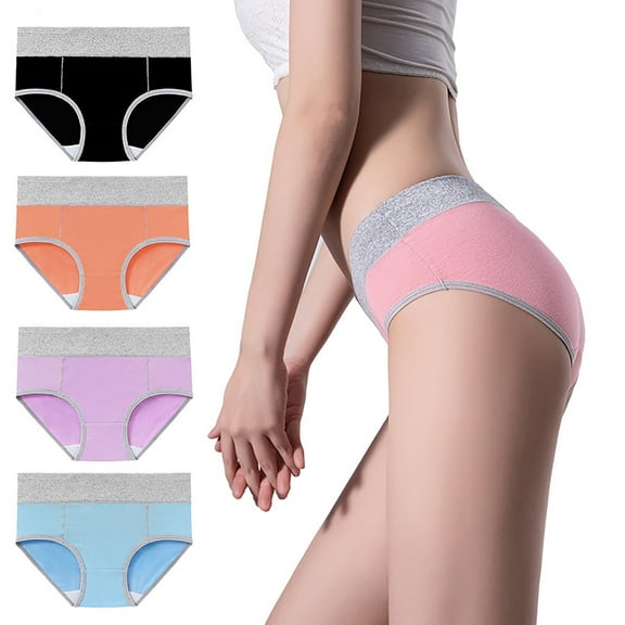 FAIWAD Womens Cotton Underwear Plus Size High Waist Full Coverage Stretch Briefs Soft Breathable Panties 4 Pack
