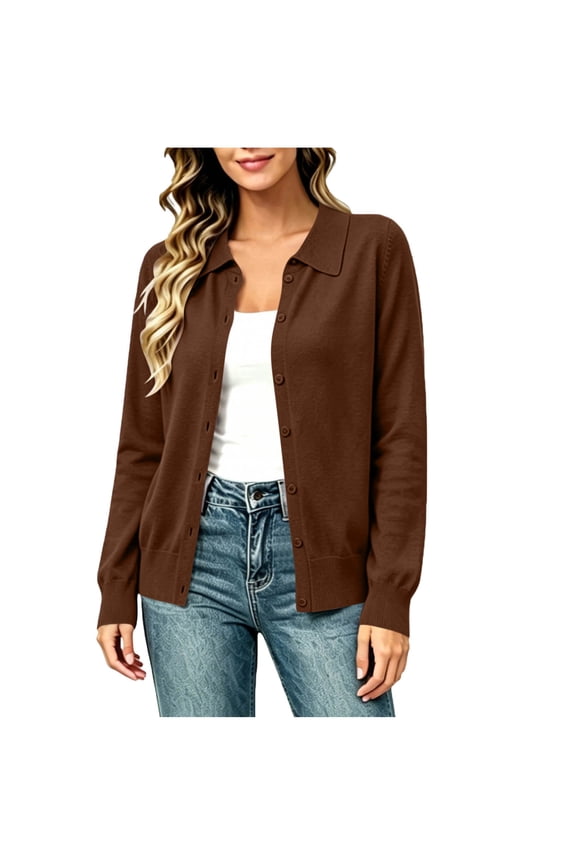 Cardigan Sweaters for Women Collared Button Down Open Front Knit Cardigans Dressy Casual sweater blazer
