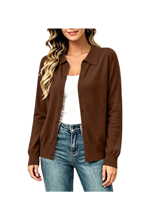 Cardigan Sweaters for Women Collared Button Down Open Front Knit Cardigans Dressy Casual sweater blazer