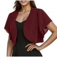 thumbnail image 1 of FAIWAD Womens Cropped Cardigan Short Sleeves Mesh Ruffled Lightweight Chiffon Cardigans for Evening Dress, 1 of 7