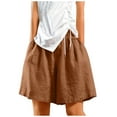 thumbnail image 1 of FAIWAD Womens Elastic Waist Shorts Casual Loose Wide Legs Short Pants Comfy Solid Color Knee Length Pocketed Shorts, 1 of 6