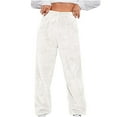thumbnail image 1 of FAIWAD Womens Fall Winter Pants Solid Color Warm Straight Pants Ladies Comfy Workout Trousers (3X-Large, White), 1 of 6