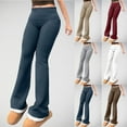 thumbnail image 1 of FAIWAD Womens Flared Leggings Casual Stretch High Waist Fold Over Athletic Yoga Dance Pants Lounge Workout Activewear, 1 of 9