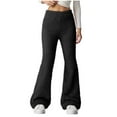 thumbnail image 1 of FAIWAD Womens Fleece Flare Leggings Winter Warm Lined Bell Bottom Pants Elastic High Waist Thicken Home Trousers, 1 of 9