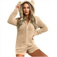 thumbnail image 1 of FAIWAD Womens Fleece Hooded Romper Warm Fuzzy Zipper Sleepwear Soft Plush Playsuit Loungewear with Pockets, 1 of 9