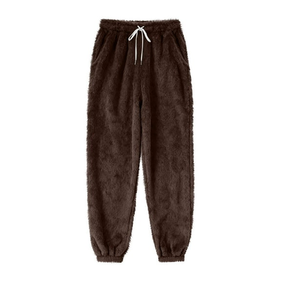 FAIWAD Womens Fleece Pajama Pants Elastic Waist Fuzzy Warm Pants Soft Comfy Loungewear Sleepwear