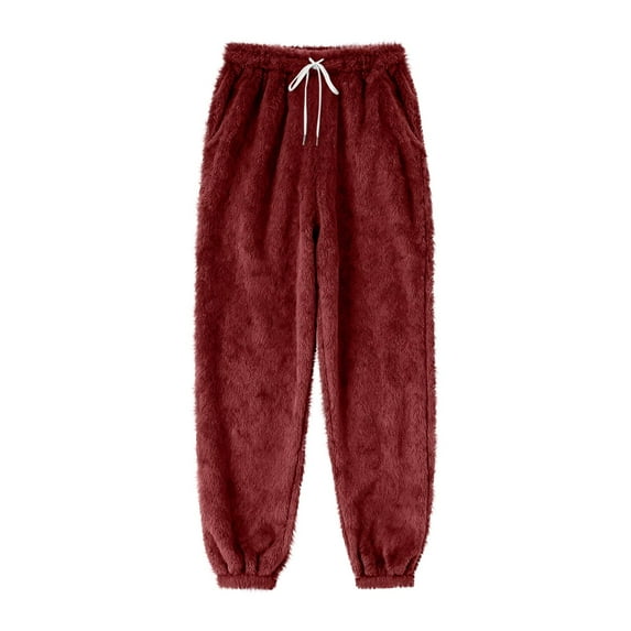 FAIWAD Womens Fleece Pajama Pants Elastic Waist Fuzzy Warm Pants Soft Comfy Loungewear Sleepwear