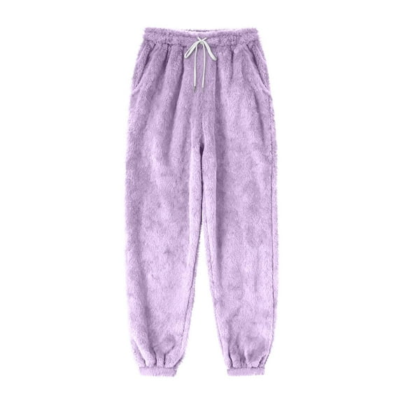 FAIWAD Womens Fleece Pajama Pants Elastic Waist Fuzzy Warm Pants Soft Comfy Loungewear Sleepwear