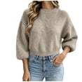 thumbnail image 1 of FAIWAD Womens Fuzzy Cropped Sweater Oversized Crew Neck Knit Tops Fall Casual Daily Pullover, 1 of 6