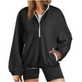 thumbnail image 1 of FAIWAD Womens Fuzzy Fleece Sweatshirt Long Sleeve Button Down Sweater Color Block Lightweight Tops with Pockets, 1 of 7