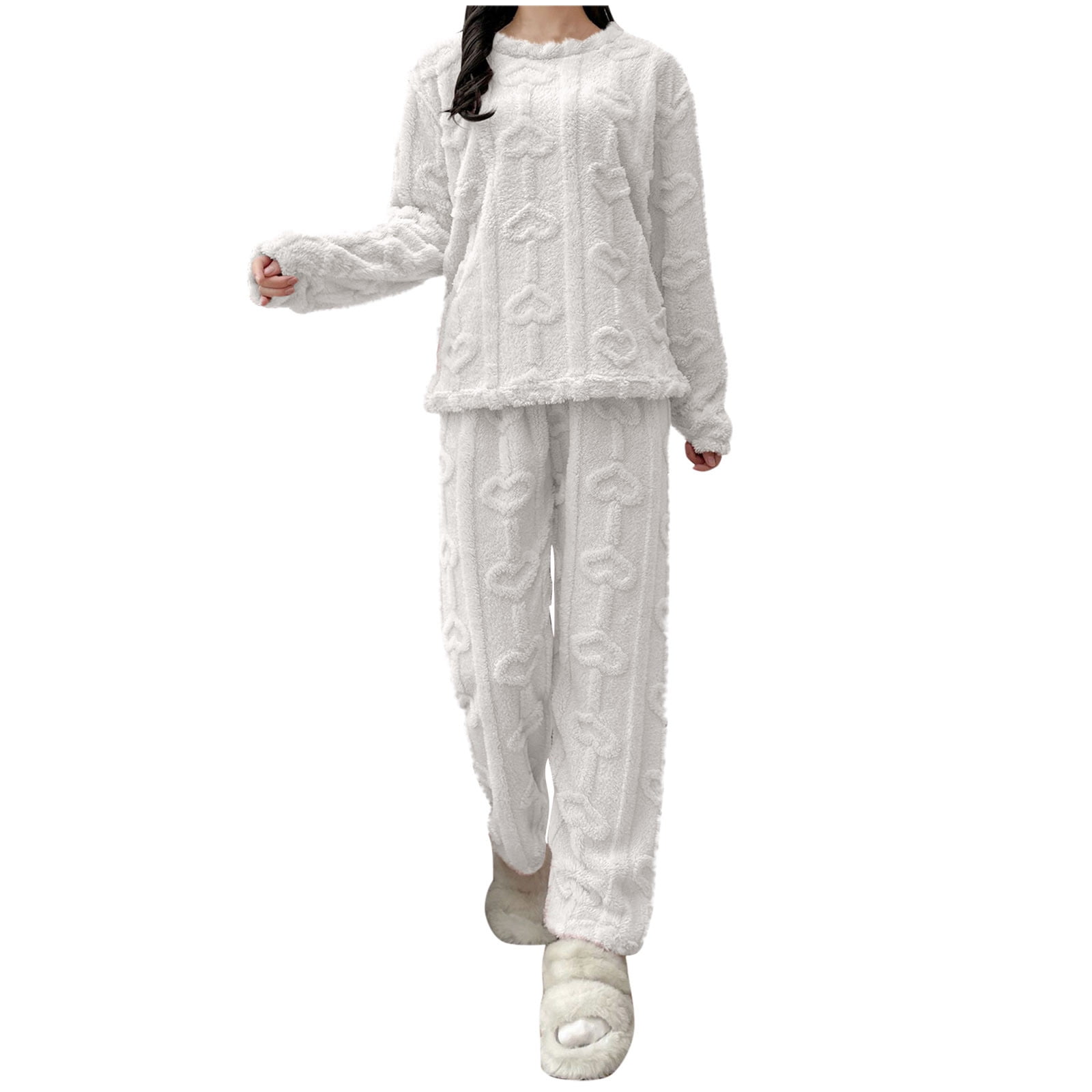 Damen Flanell Pyjama Set - Warme Winter Schlafanzug 2-teilig
