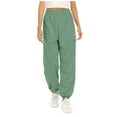 thumbnail image 1 of FAIWAD Womens High Waist Pants Lightweight Stretch Joggers Comfy Solid Color Sweatpants (Large, Green), 1 of 6