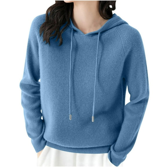 FAIWAD Womens Hoodie Sweater Loose Casual Long Sleeve Pullovers Soft Comfy Lightweight Knitted Sweatshirts