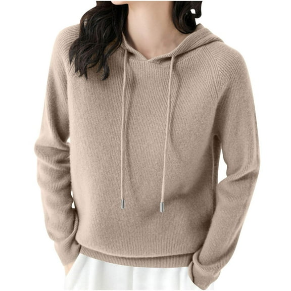 FAIWAD Womens Hoodie Sweater Loose Casual Long Sleeve Pullovers Soft Comfy Lightweight Knitted Sweatshirts