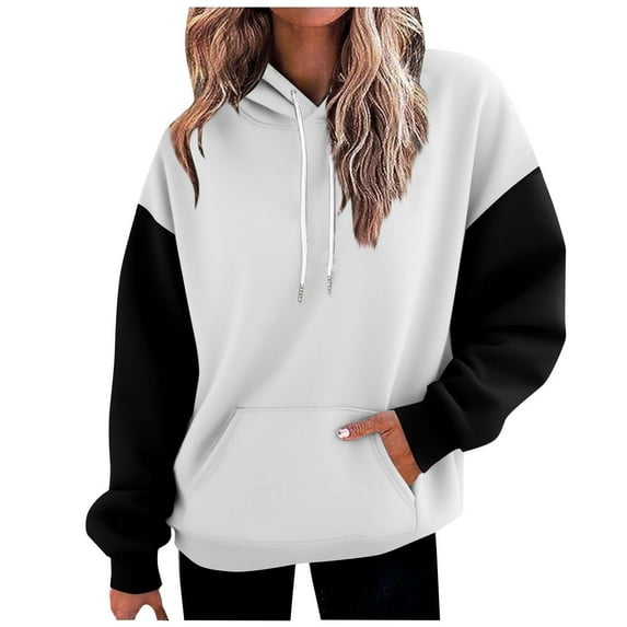 FAIWAD Womens Hoodies Oversized Color Block Sweatshirts Casual Long Sleeve Fall Winter Hooded Clothes