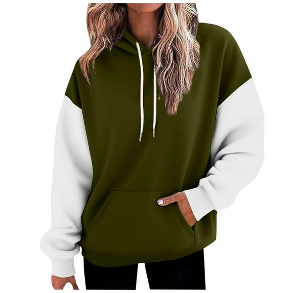 FAIWAD Womens Hoodies Oversized Color Block Sweatshirts Casual Long Sleeve Fall Winter Hooded Clothes