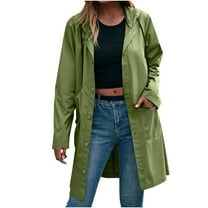 FAIWAD Womens Jacket Waterproof Windproof Lightweight Raincoat Long Hooded Windbreaker with Pockets