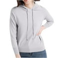 thumbnail image 1 of FAIWAD Womens Knitted Hoodie Sweater Loose Casual Long Sleeve Lightweight Drawstring Pullover Basic Comfy Sweatshirts, 1 of 9