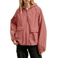 thumbnail image 1 of FAIWAD Womens Lightweight Windbreaker Waterproof Windproof Hooded Jackets with Pockets Zipper Workout Outwear, 1 of 6