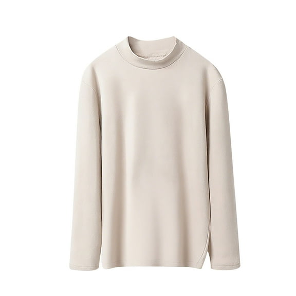 FAIWAD Womens Long Sleeve Thermal Tops Mock Neck Fleece Basic Pullover Thin Basic Layer Soft Comfy Homewear