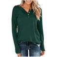 thumbnail image 1 of FAIWAD Womens Long Sleeve Tunic Tops Solid Color Round Neck Button Lightweight Pullover Top, 1 of 4
