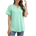 thumbnail image 1 of FAIWAD Womens Long Tunics Tops Short Sleeve V Neck Hollow Out Blouses Summer Loose Work Tops, 1 of 8